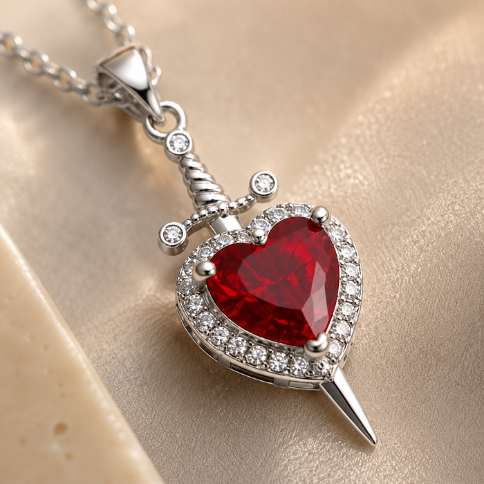 Collier Cœur Rouge Femme en Acier Inoxydable | Veléa
